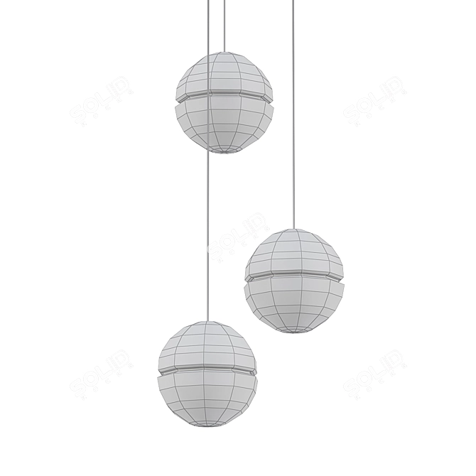 Ice Sphere Pendant Light, 3 Lamps 3D model image 2