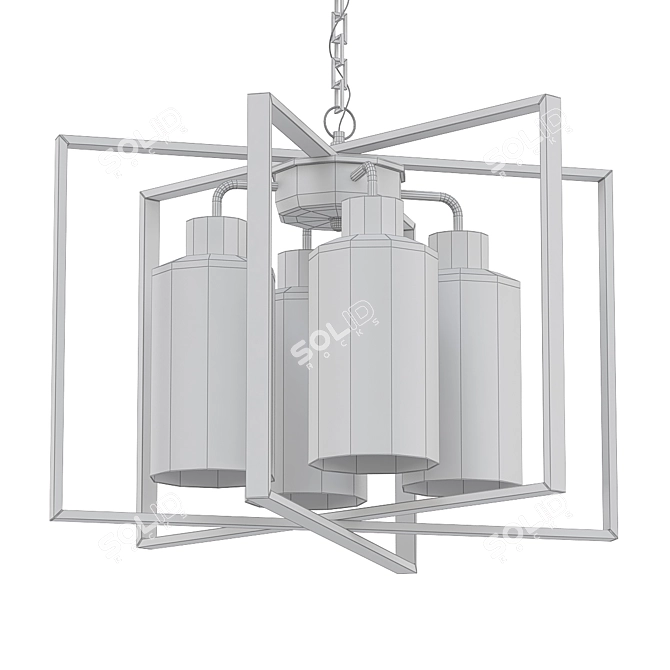 4light Black Gray Pendant Chandelier 3D model image 2