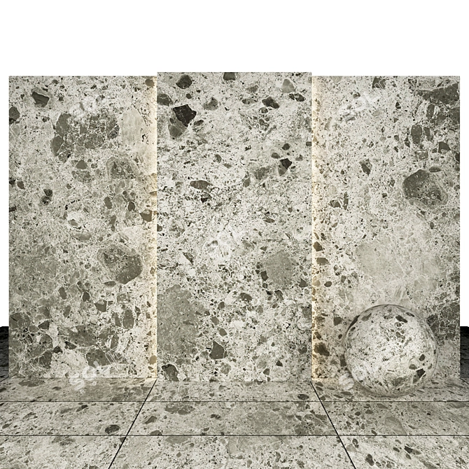 Elegant Gray Stone Texture Set 3D model image 1