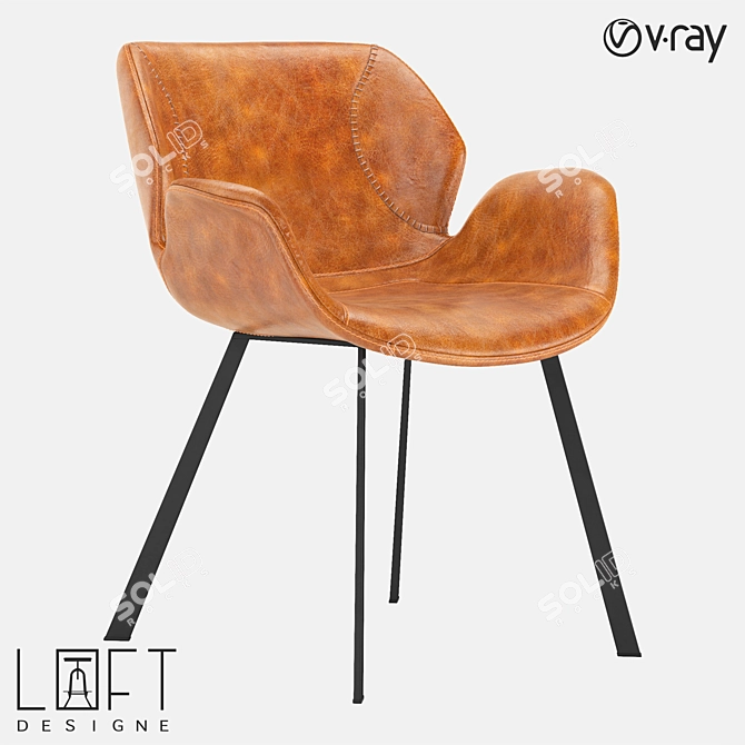 Sleek Metal and Eco-leather Chair 3D model image 1