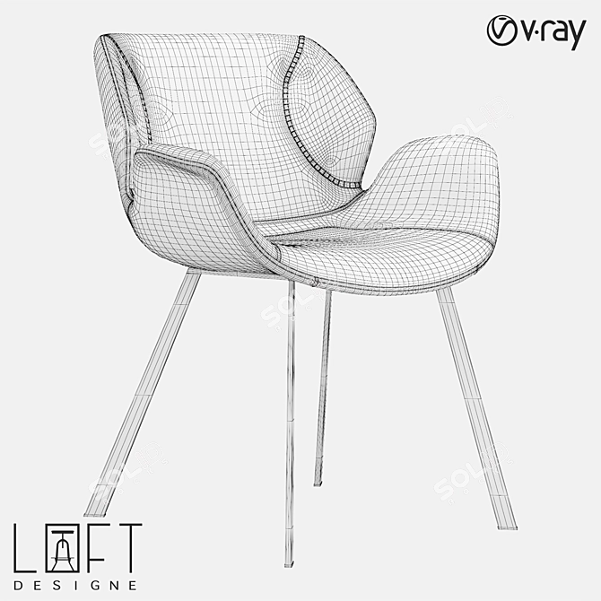 Sleek Metal and Eco-leather Chair 3D model image 2