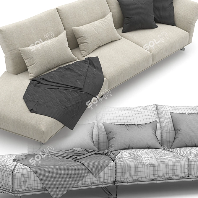 Elegant Wing Sofa: Tiziano Carnieletto 3D model image 5