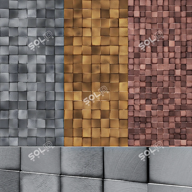 Metallic Square Wall Mosaic 3D model image 1