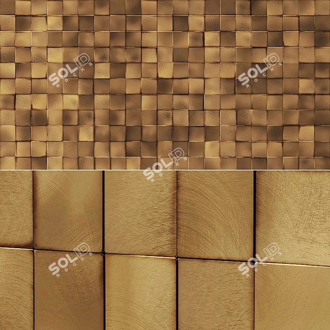 Metallic Square Wall Mosaic 3D model image 2