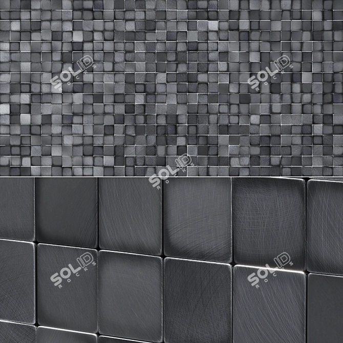 Metallic Square Wall Mosaic 3D model image 3