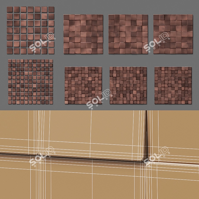 Metallic Square Wall Mosaic 3D model image 4