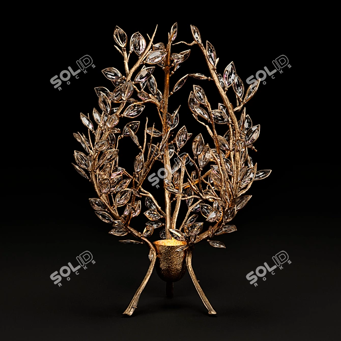 Italian Crystal & Bronze Willow Lamp 3D model image 2