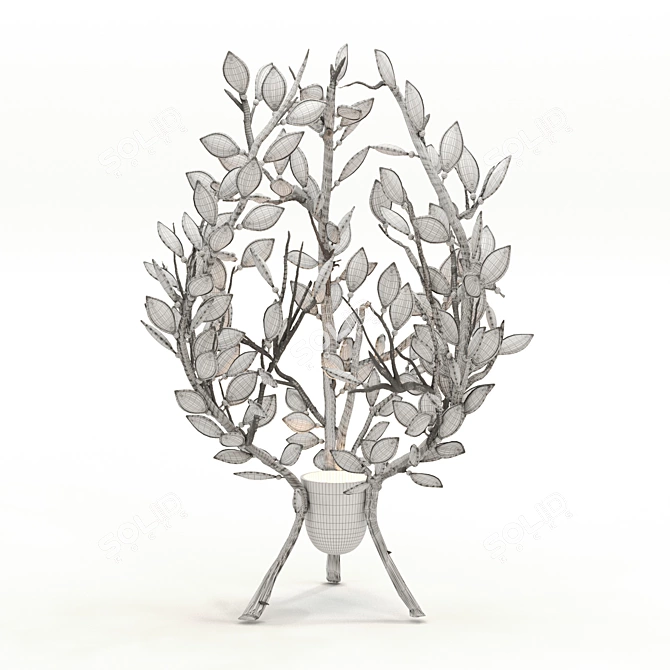 Italian Crystal & Bronze Willow Lamp 3D model image 4