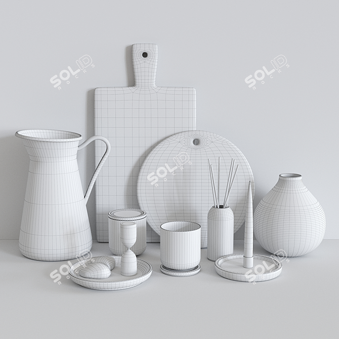 Stylish Kitchen Decor Set 3D model image 4