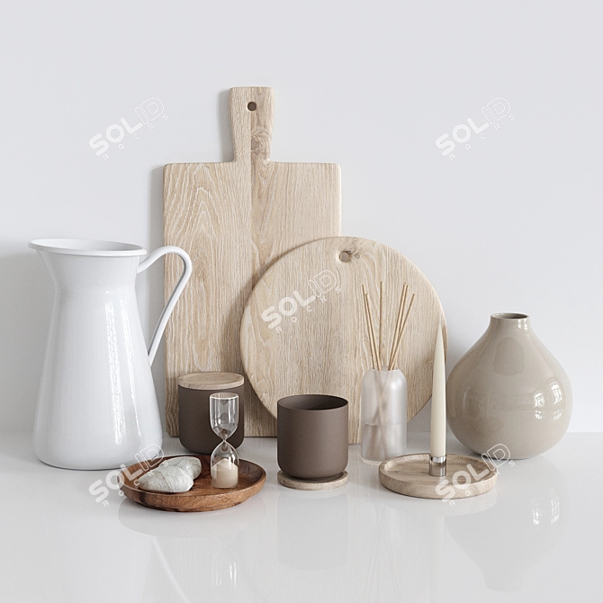 Stylish Kitchen Decor Set 3D model image 5