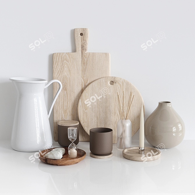 Stylish Kitchen Decor Set 3D model image 10