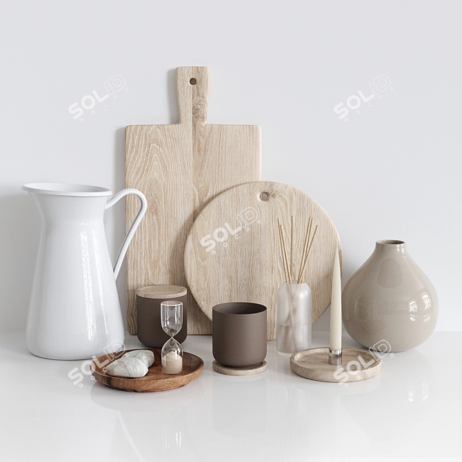 Stylish Kitchen Decor Set 3D model image 11