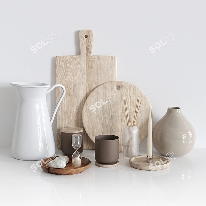Stylish Kitchen Decor Set 3D model image 14