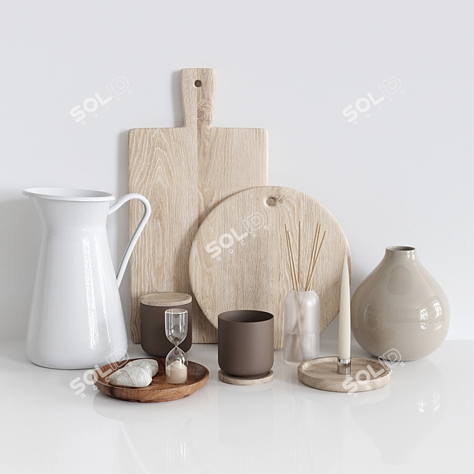 Stylish Kitchen Decor Set 3D model image 15