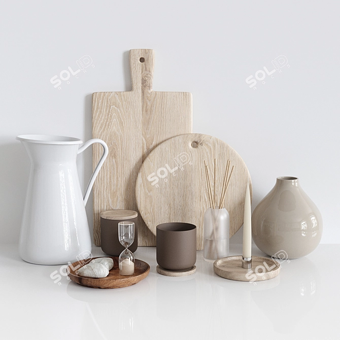 Stylish Kitchen Decor Set 3D model image 16