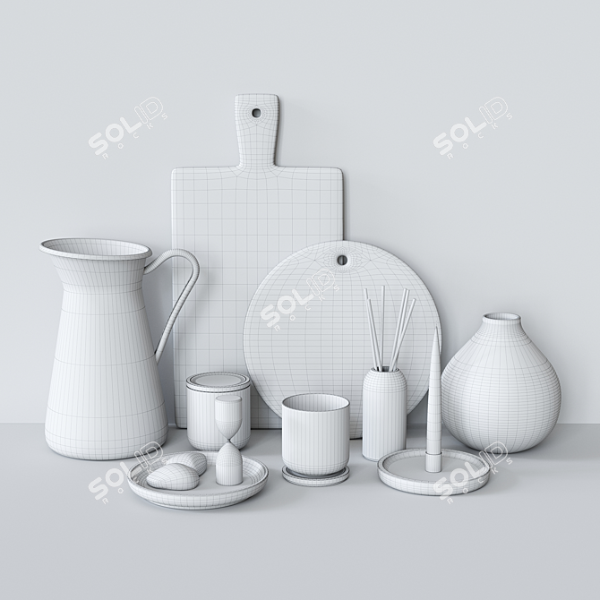 Stylish Kitchen Decor Set 3D model image 18