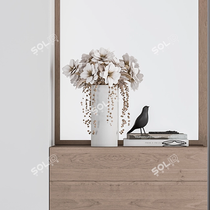 Elegant Wood & White Hallway Set 3D model image 2