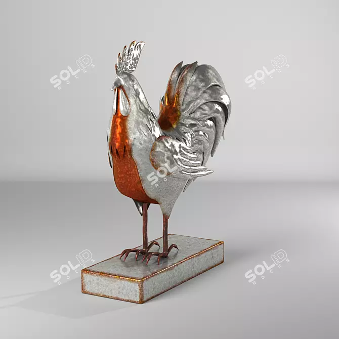 Metal Rooster Sculpture for Home Decoration 3D model image 1