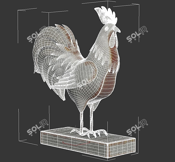 Metal Rooster Sculpture for Home Decoration 3D model image 3