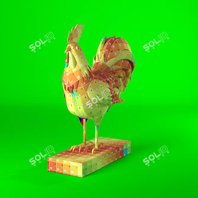 Metal Rooster Sculpture for Home Decoration 3D model image 4