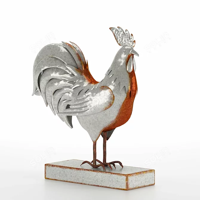 Metal Rooster Sculpture for Home Decoration 3D model image 6