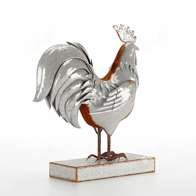 Metal Rooster Sculpture for Home Decoration 3D model image 7