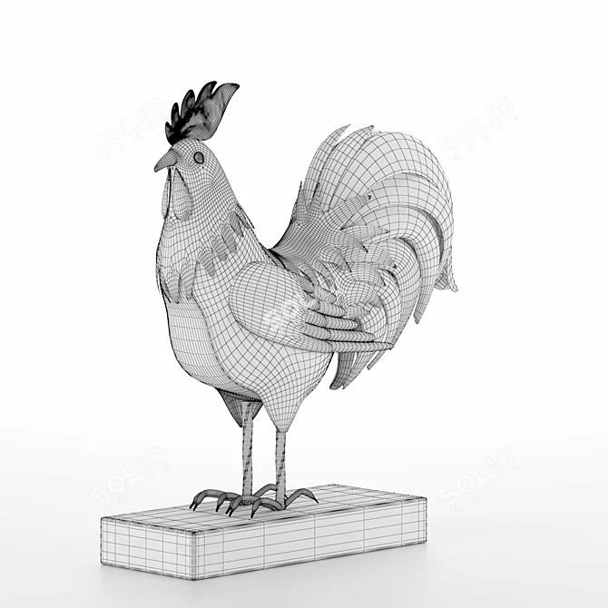 Metal Rooster Sculpture for Home Decoration 3D model image 8