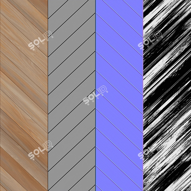 Maple Wood Chevron Tile: High-Quality PBR Texture 3D model image 3