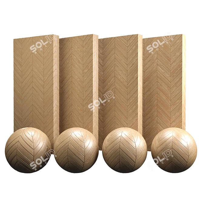 Premium Hungarian Oak Chevron Tile 3D model image 1