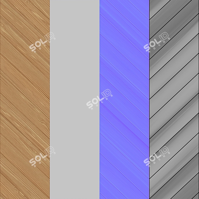 Premium Hungarian Oak Chevron Tile 3D model image 3