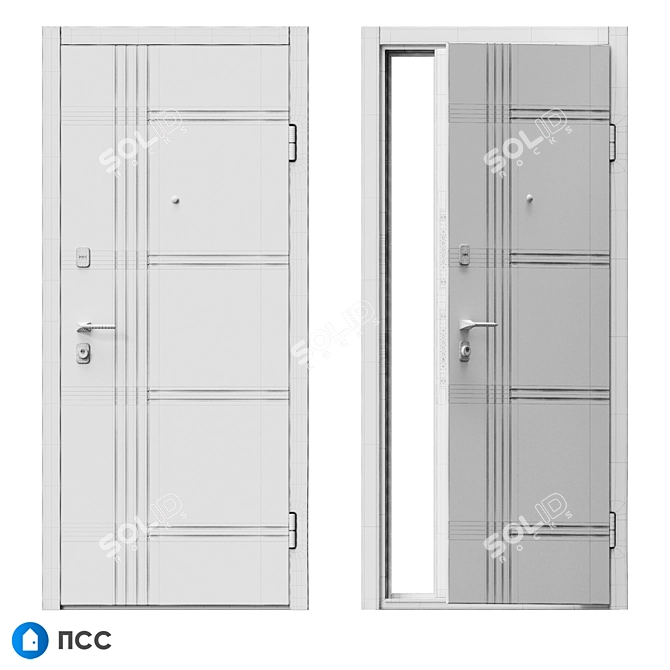 HI-TECH Entrance Door - Modern Style 3D model image 5