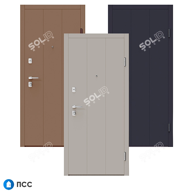 Alaska Modern Style Entrance Door - HT-109 3D model image 3