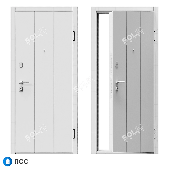 Alaska Modern Style Entrance Door - HT-109 3D model image 5