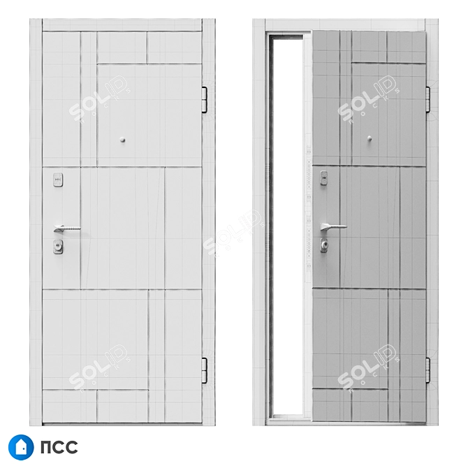 HI-TECH Modern Entrance Door - HT-110 3D model image 5