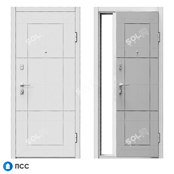 Modern Style Entrance Door - HT-114 3D model image 5