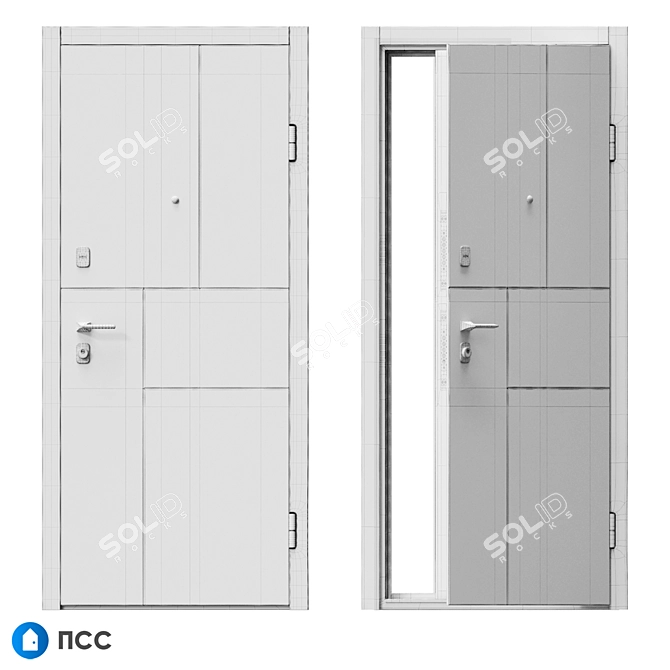 Modern Style Entrance Door - HT-116 by PSS 3D model image 5