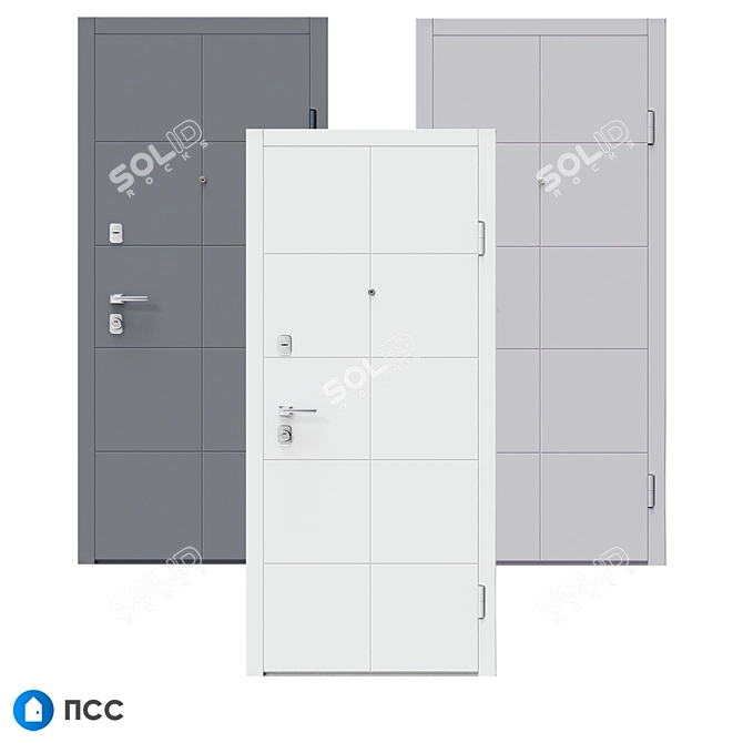 Title: Hi-Tech Style OM Entrance Door 3D model image 2