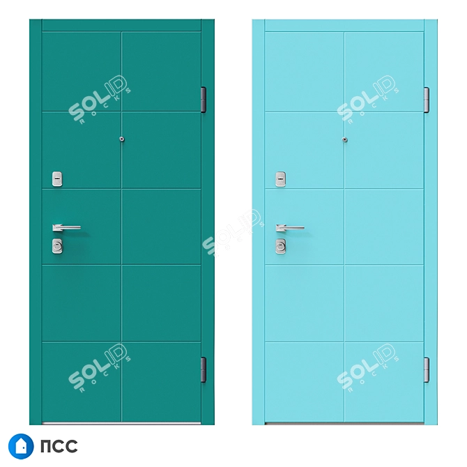 Title: Hi-Tech Style OM Entrance Door 3D model image 4