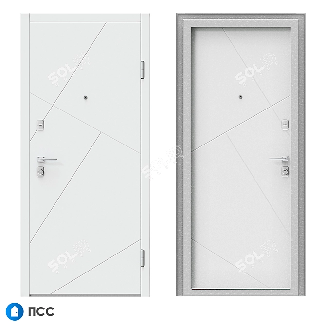 HI-TECH Entrance Door - Modern Style 3D model image 1