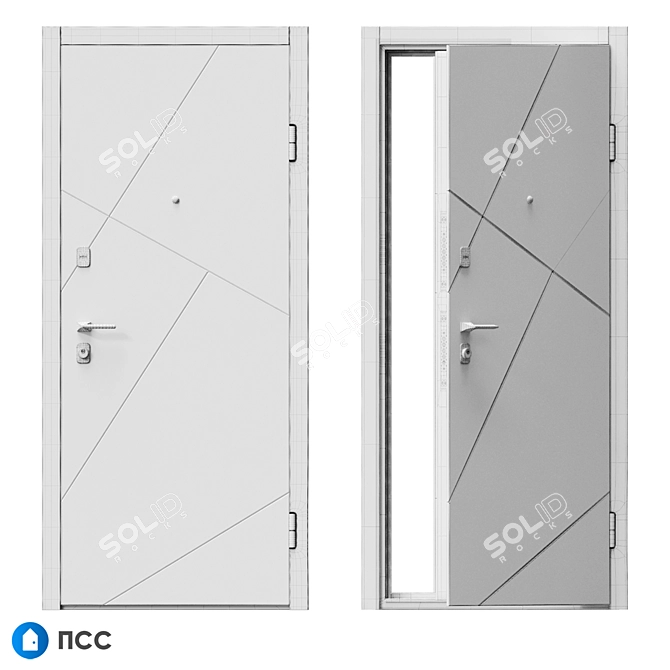 HI-TECH Entrance Door - Modern Style 3D model image 5