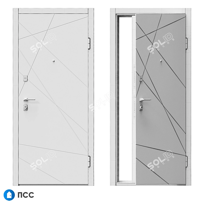 Sleek and Modern: ALASKA Entrance Door (HT-121) - PSS 3D model image 5