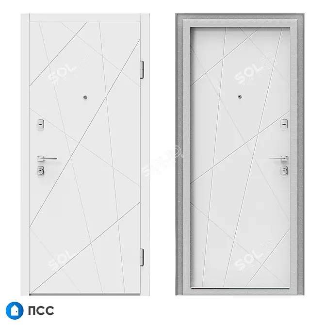 HI-TECH Entrance Door - Modern Style 3D model image 1