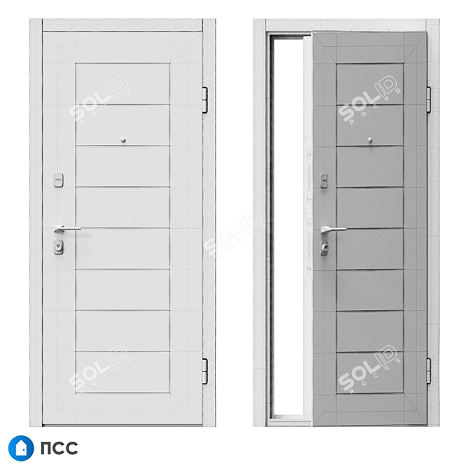 HI-TECH Entrance Door: Alaska Series - Modern Style 3D model image 5