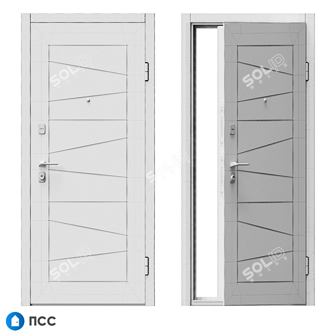 Hi-Tech Entrance Door - HT-125, Modern Style 3D model image 5