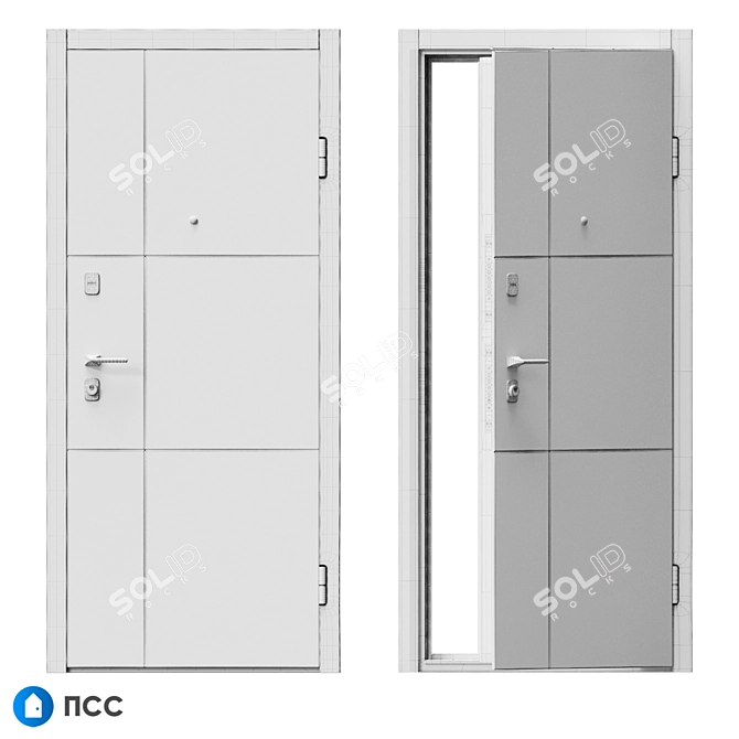 HI-TECH Entrance Door - Modern Style 3D model image 5