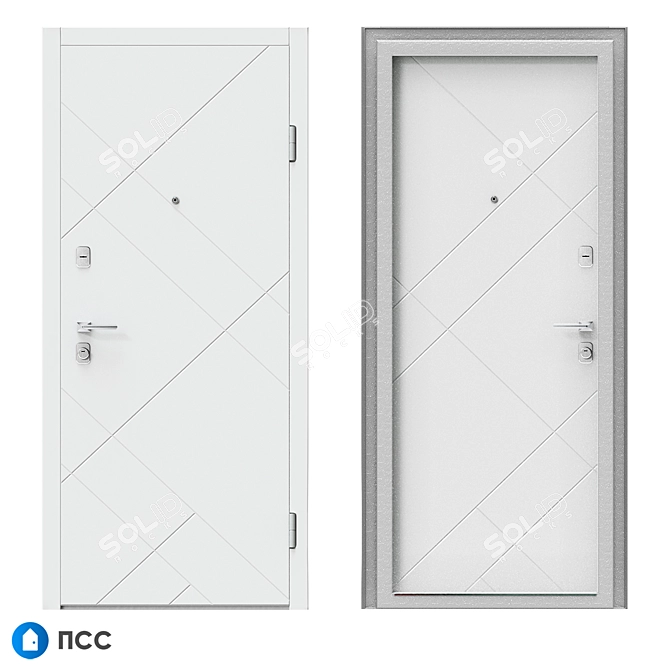 Modern Style Entrance Door - HT-129 (PSS) 3D model image 1
