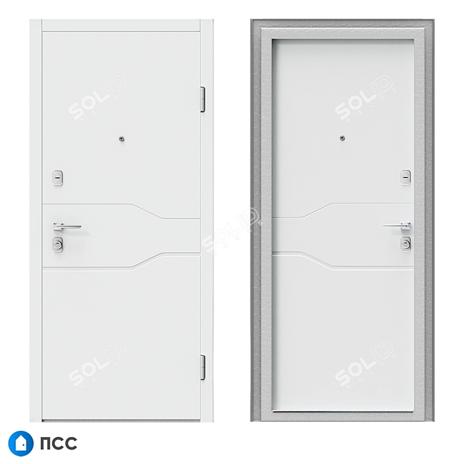 Sleek Hi-Tech Entrance Door - HT-131 3D model image 1