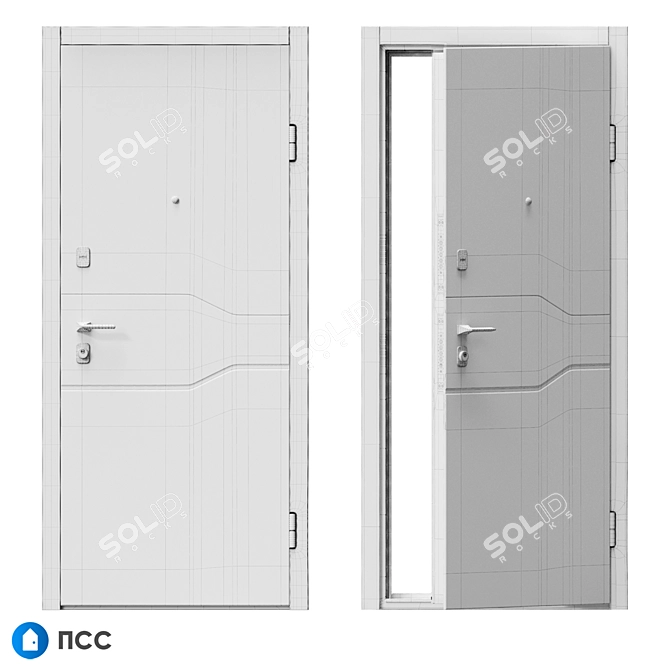 Sleek Hi-Tech Entrance Door - HT-131 3D model image 5