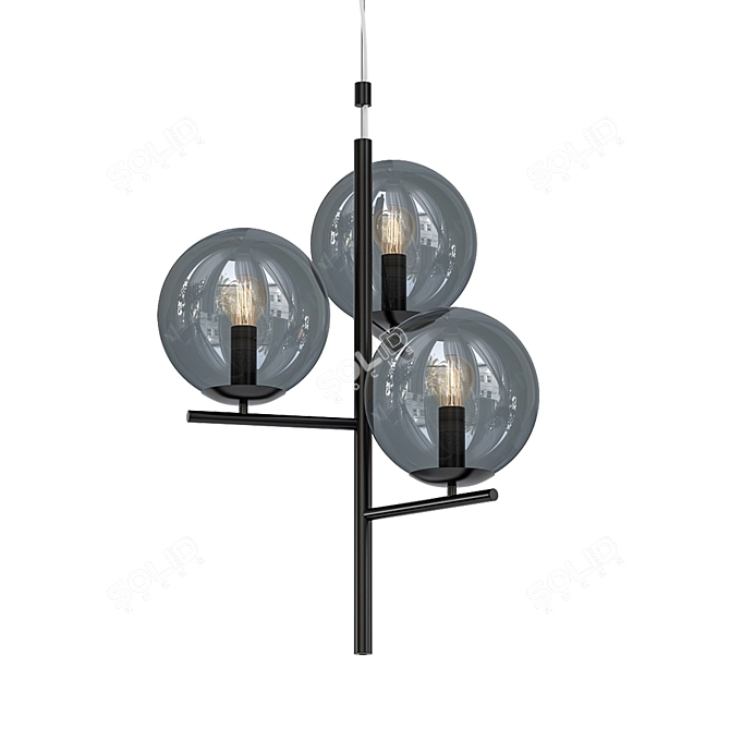 Sleek Grey Pendant Light 3D model image 1