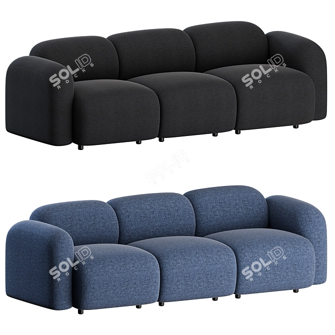 Sleek 3-Seater Swell Sofa 3D model image 1